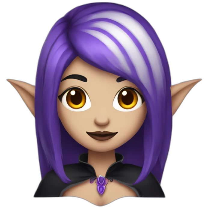 vampire witch elf with purple and black hair emoji