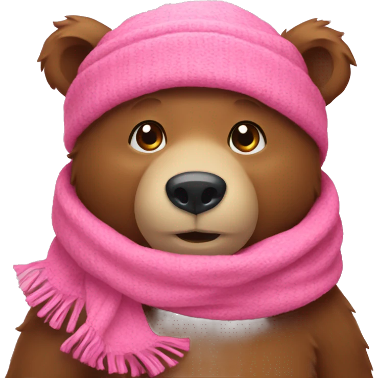 bear wearing pink scarf emoji