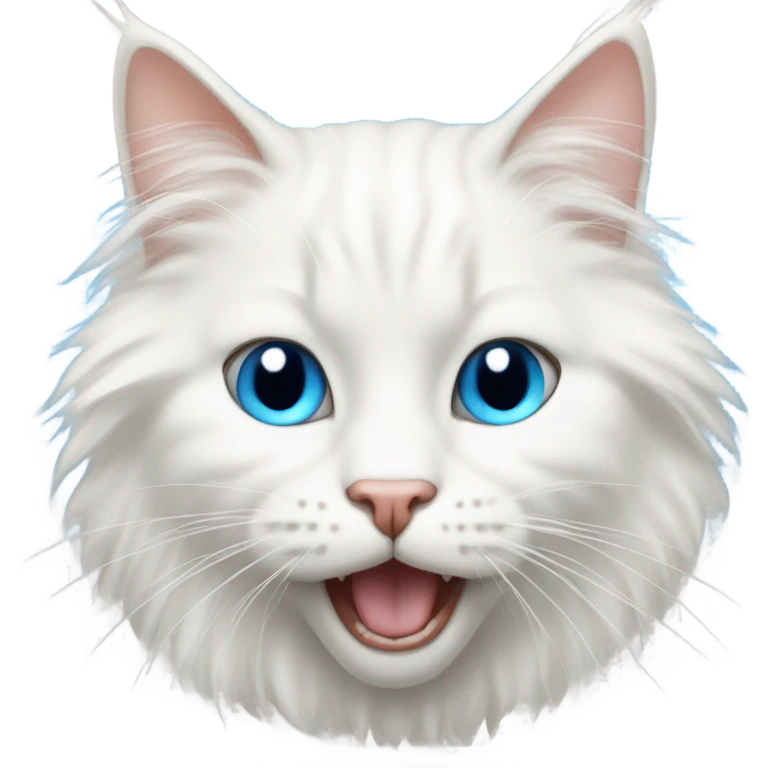 white long hair cat with blue eyes screaming  emoji