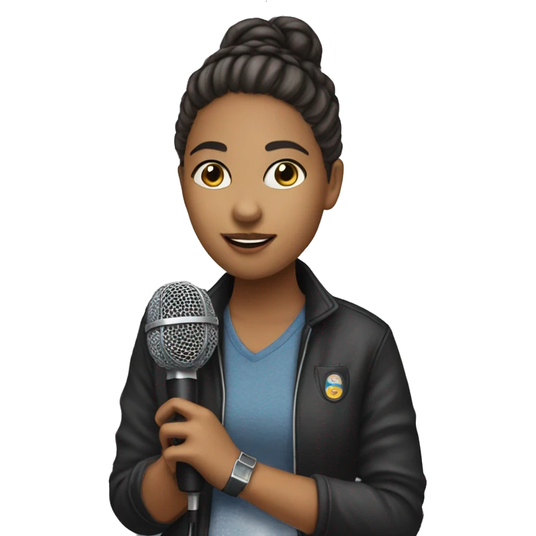fan girl holding microphone emoji