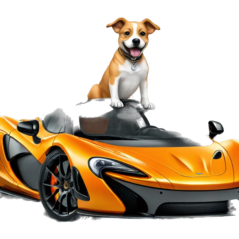 Dog riding a Mclaren P1 emoji
