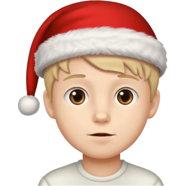 Christmas hat on a cute boy head emoji