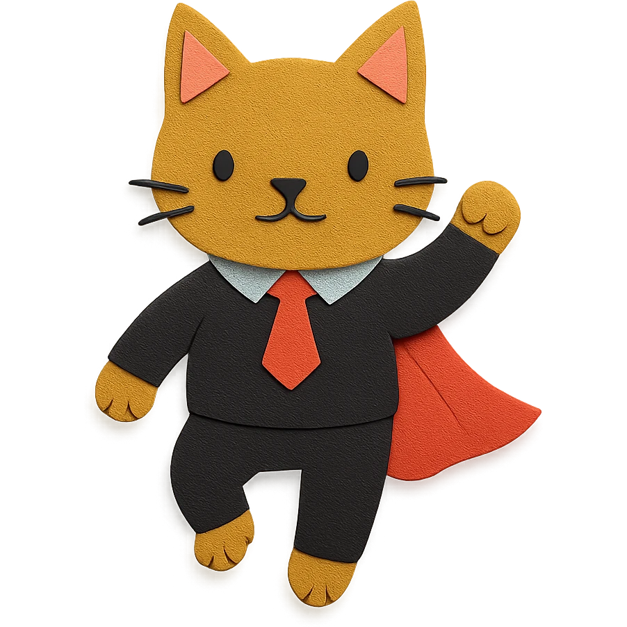 super man cat in black suit emoji