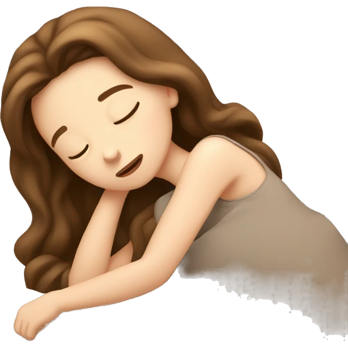 Brown hair pale girl falling asleep while sitting emoji