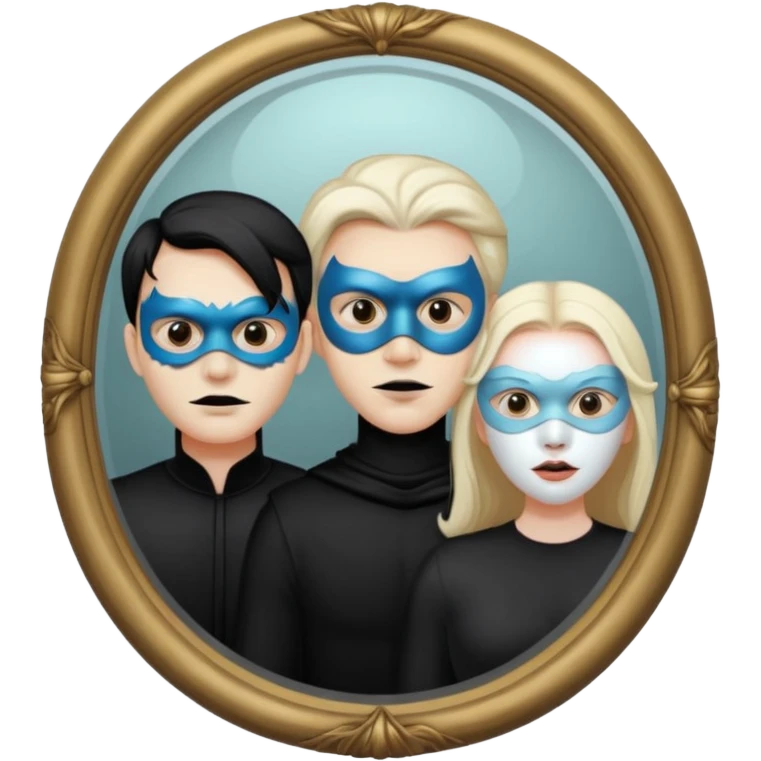 Spooky Man on mask in mirror behind woman emoji
