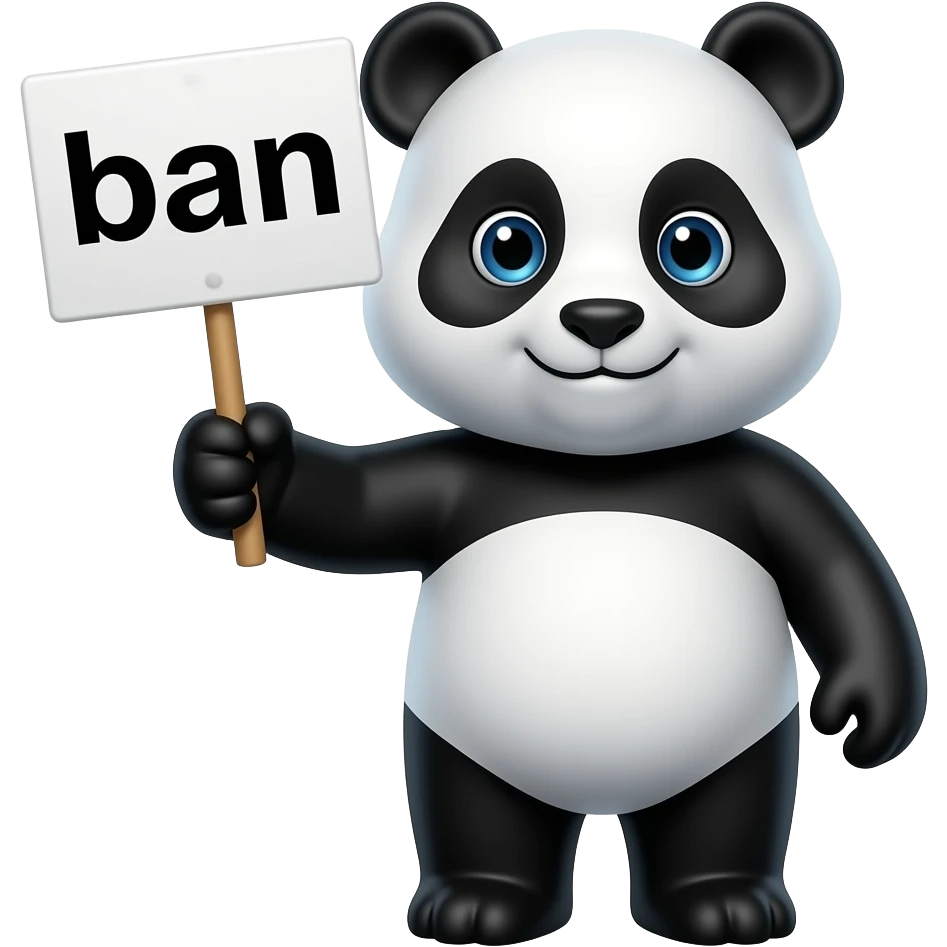 panda with sign "ban" emoji