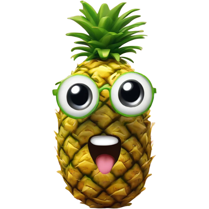 3D one pineapple  👱‍♀️🍍 with big shiny eyes. The pineapple cute embarrassed ☺️ emoji