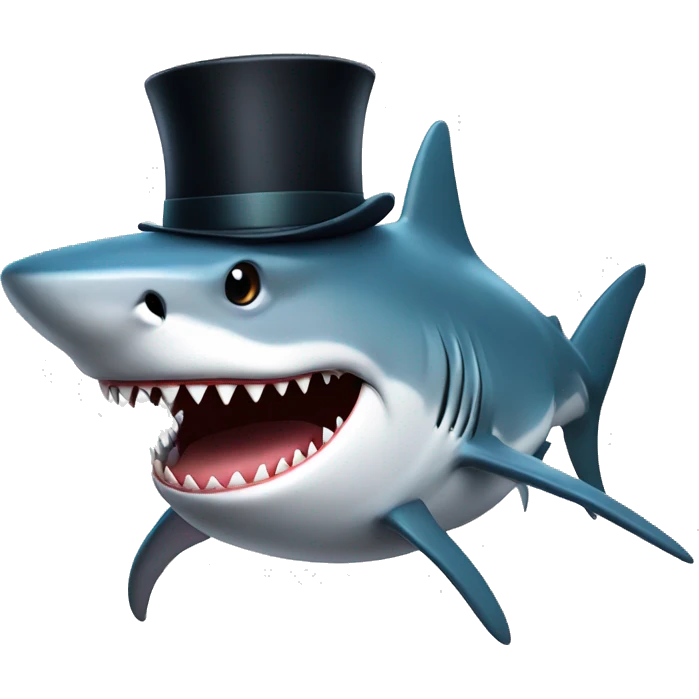 Shark with a top hat emoji