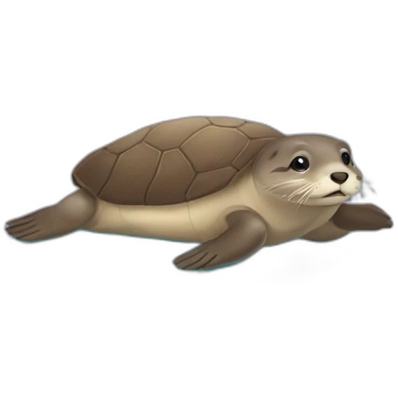 Une loutre sur une tortue emoji