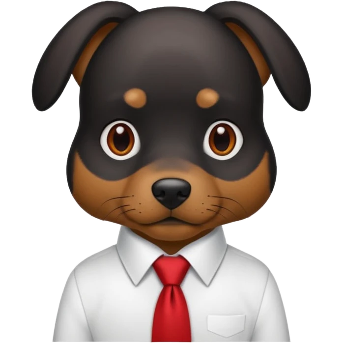 black brown dog with red tie,white shirt emoji