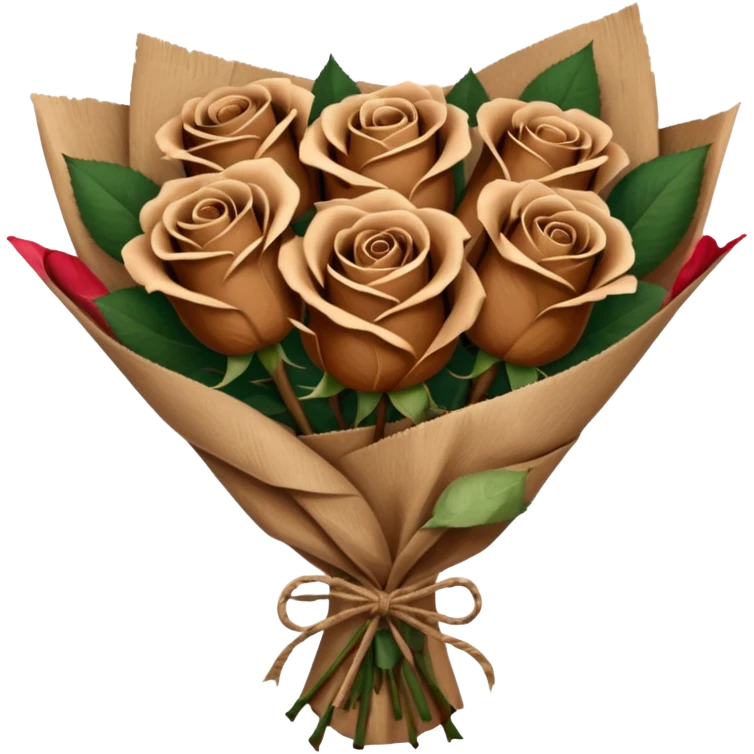 Bouquet of brown roses in a paper package emoji