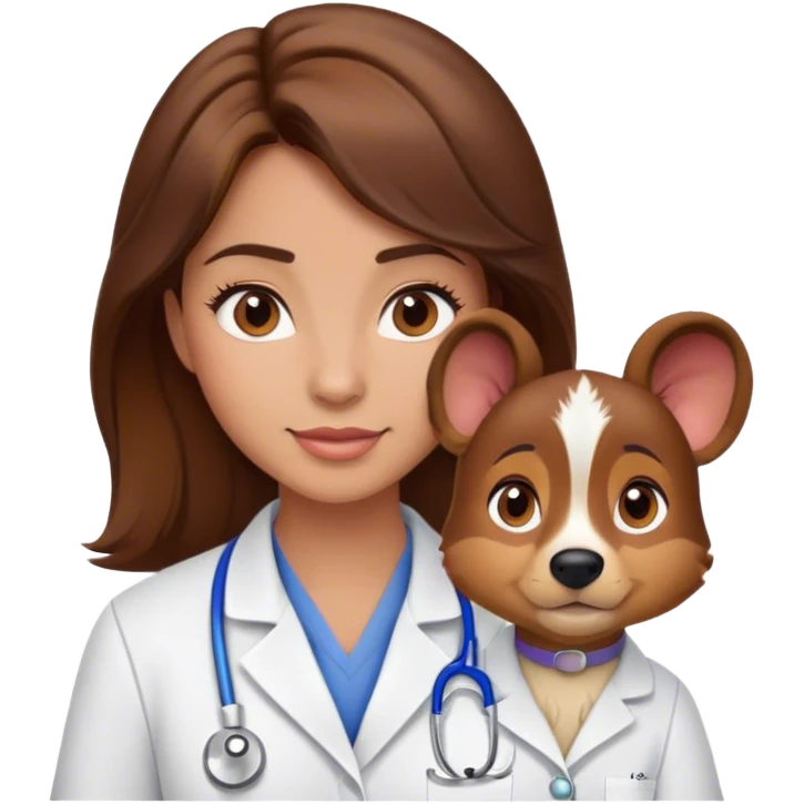 disney female vetranarian with brown hair and brown eyes emoji