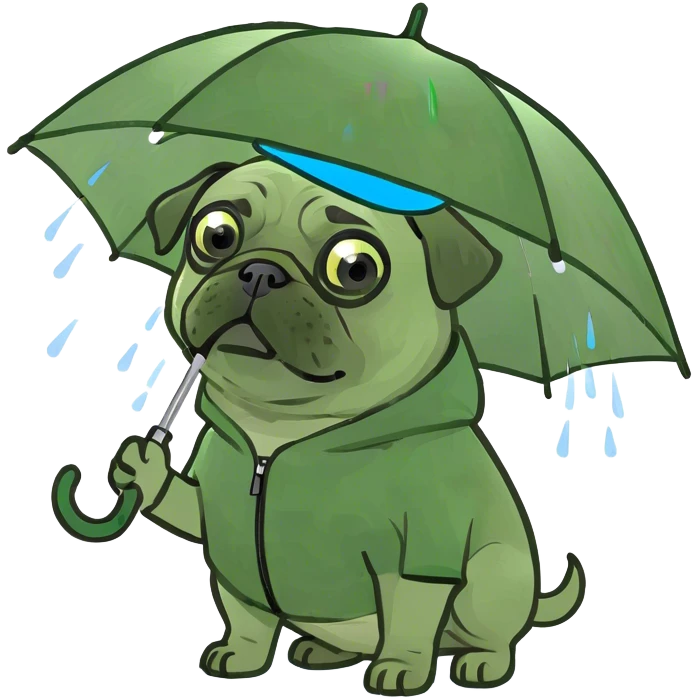 pug in the rain emoji