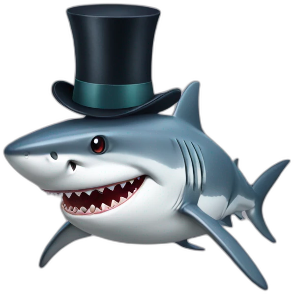 Shark with a top hat emoji