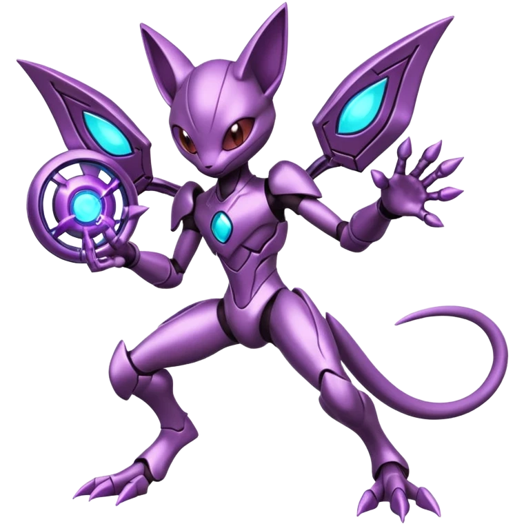 Futuristic armored cyber-Mewtwo-Sableye-Genesect-Deoxys-Espeon-alien-hybrid-fusion emoji