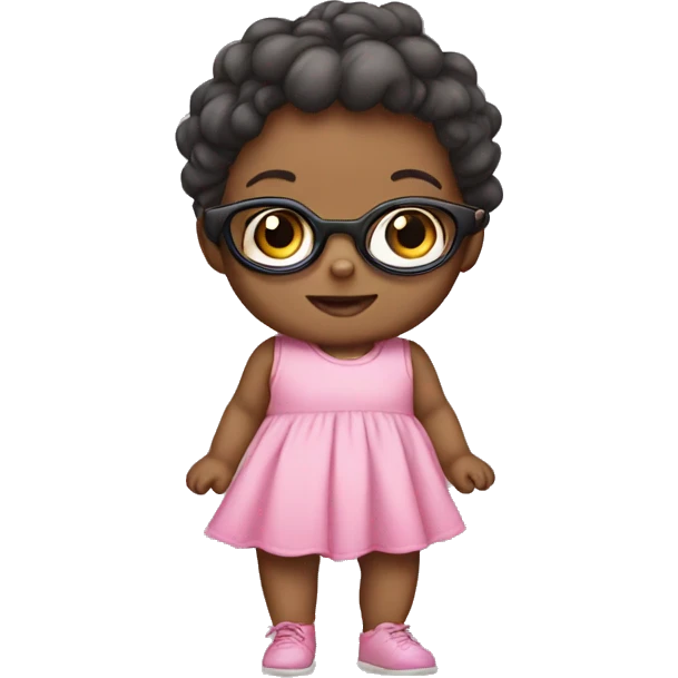 Baby wearing a pink dress and glasses  emoji