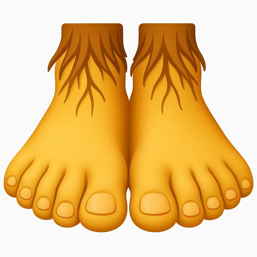 Create a feet emoji inspired by the reference image, showing both feet in a simplified and smooth classic emoji style. The emoji should be more emoji-like while maintaining the essence of the reference. emoji