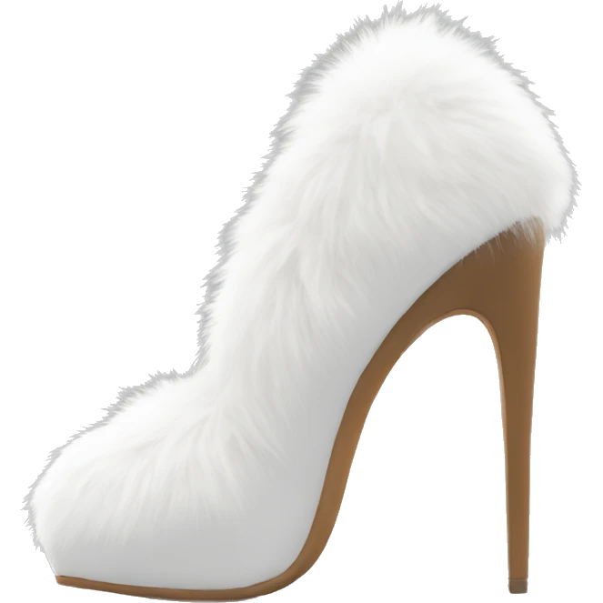 white faux top fur heels emoji
