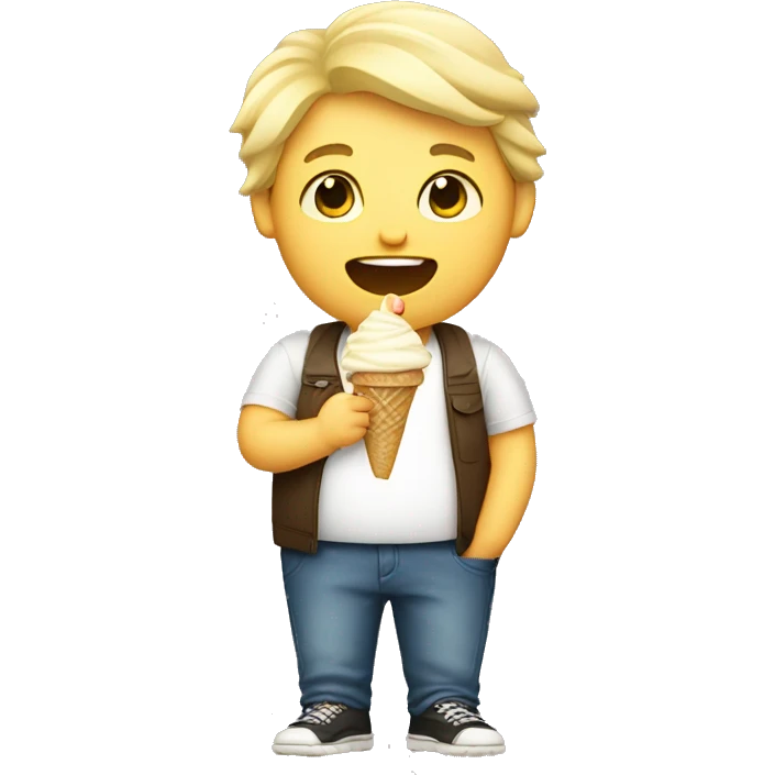 fat blond boy with ice cream emoji