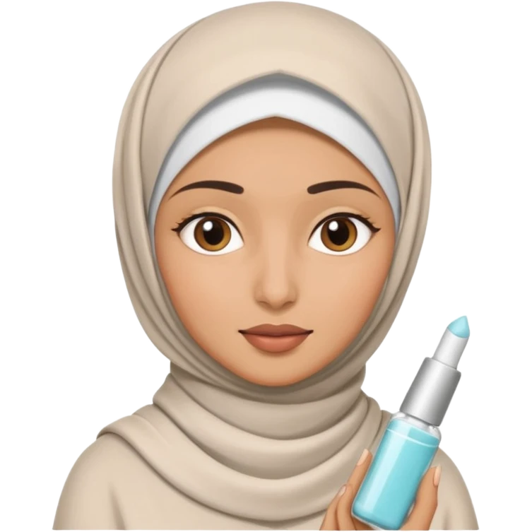 wanita berhijab lagi skincare emoji