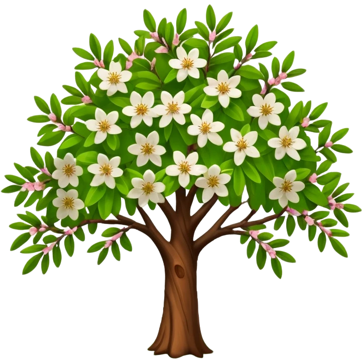 big almond tree with almost green leaves emoji