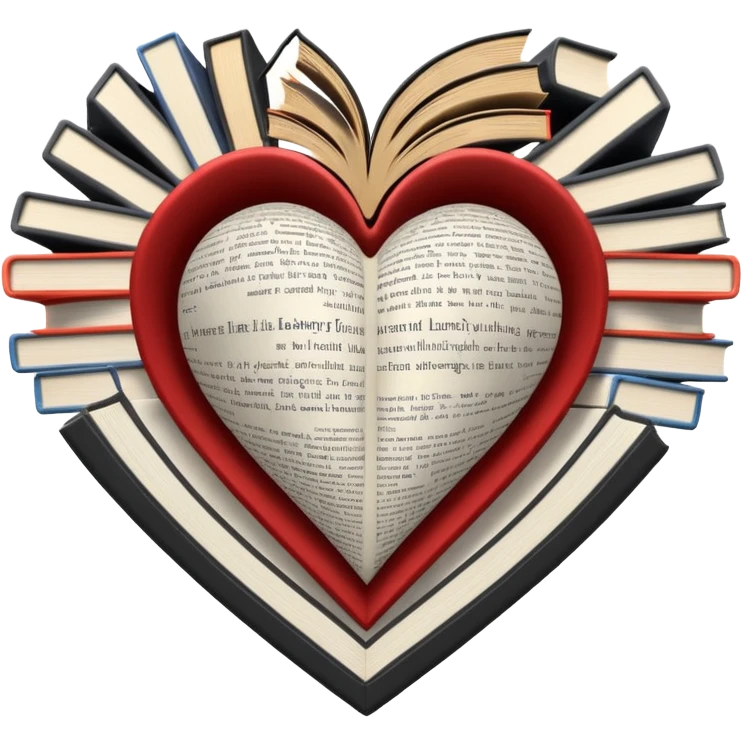  black and white heart + books emoji