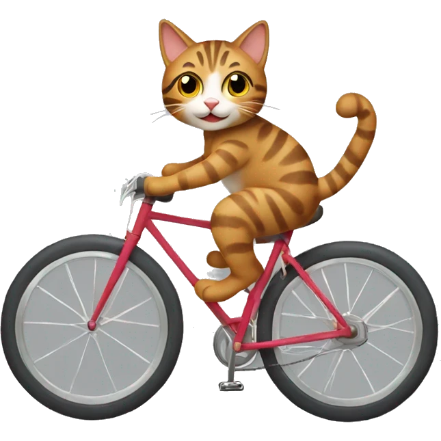 Tabby cat riding bike emoji