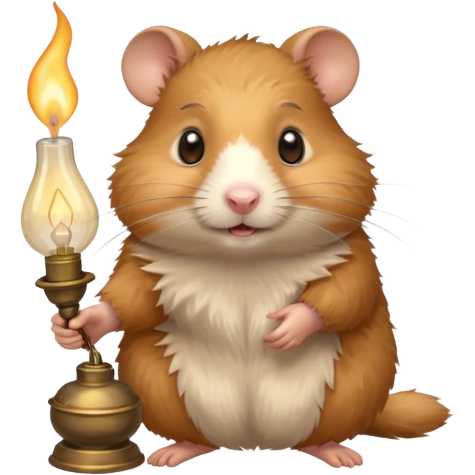 old Hamster holding oil lighting lamp emoji