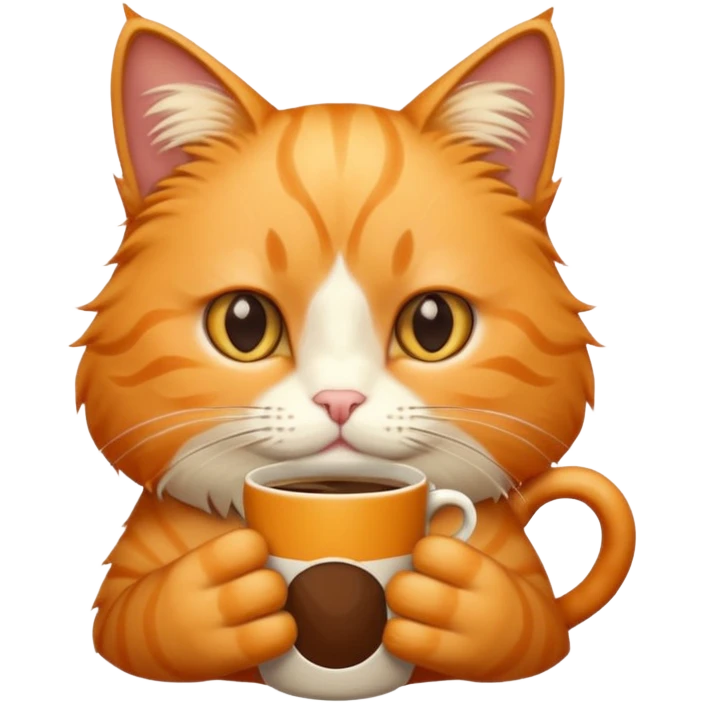 Light orange cat drinking coffee  emoji