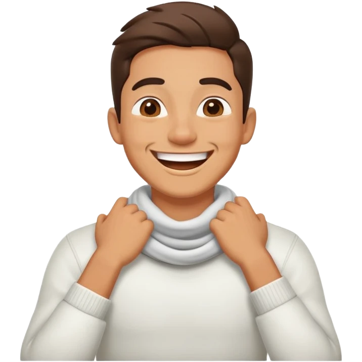 hands crossed over neck laughing guy emoji