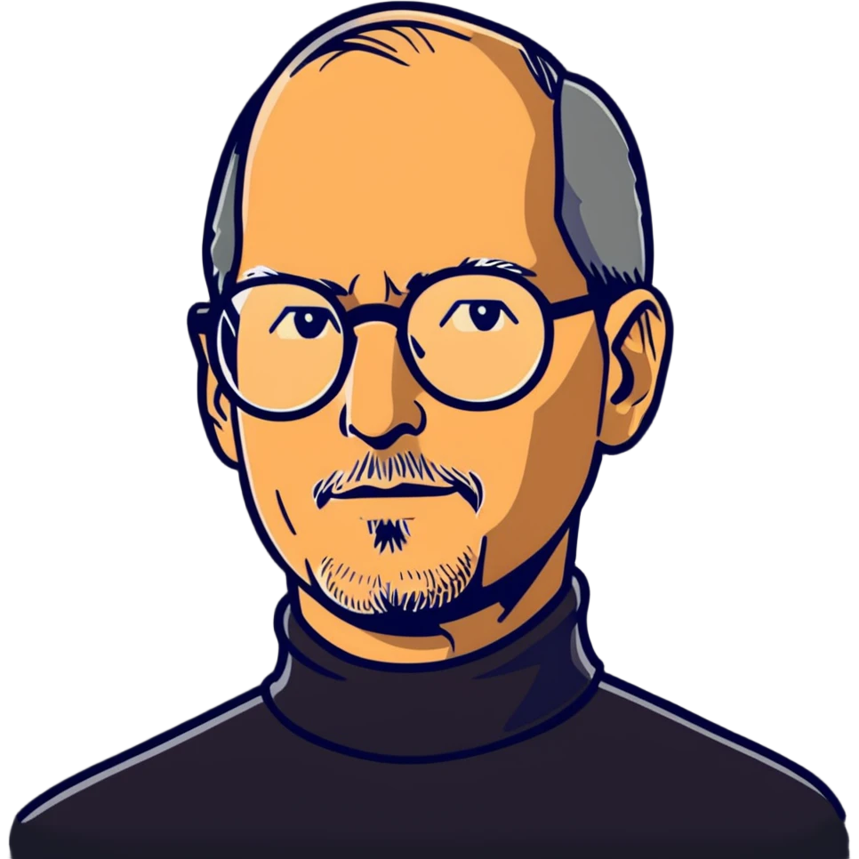 Steve Jobs wearing a turtleneck and glasses emoji