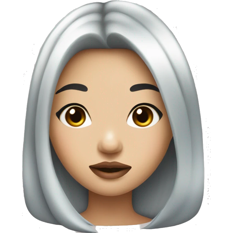 asian girl with sliver midle hair, big lips, long lashes emoji
