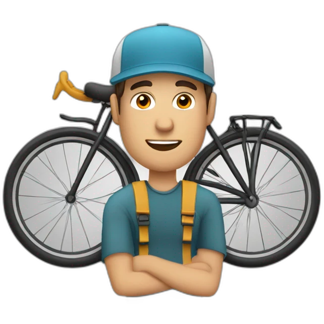 hombre gordo con gorra con bicicleta emoji