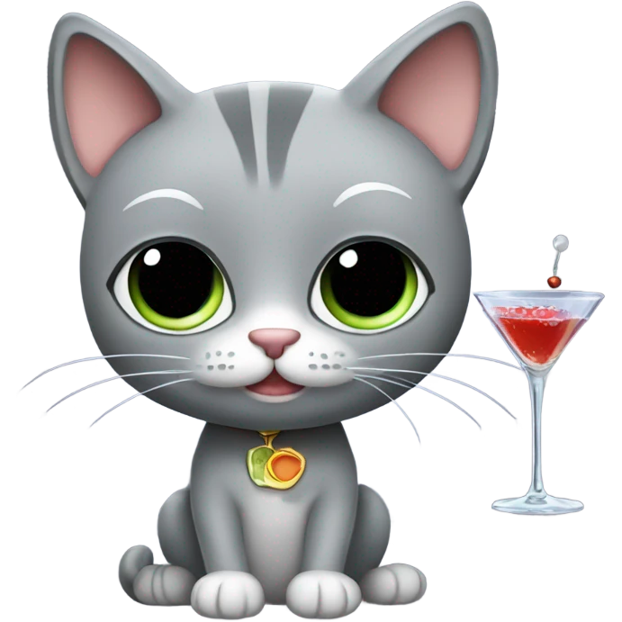Grey cat with martini emoji
