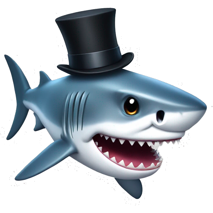 Shark with a top hat emoji