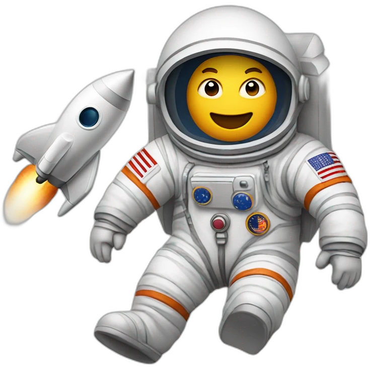 astronaut landing on moon with rocket emoji