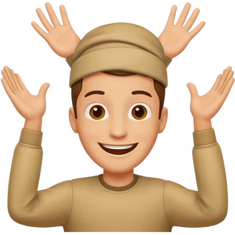 gleeful guy with hands above head emoji