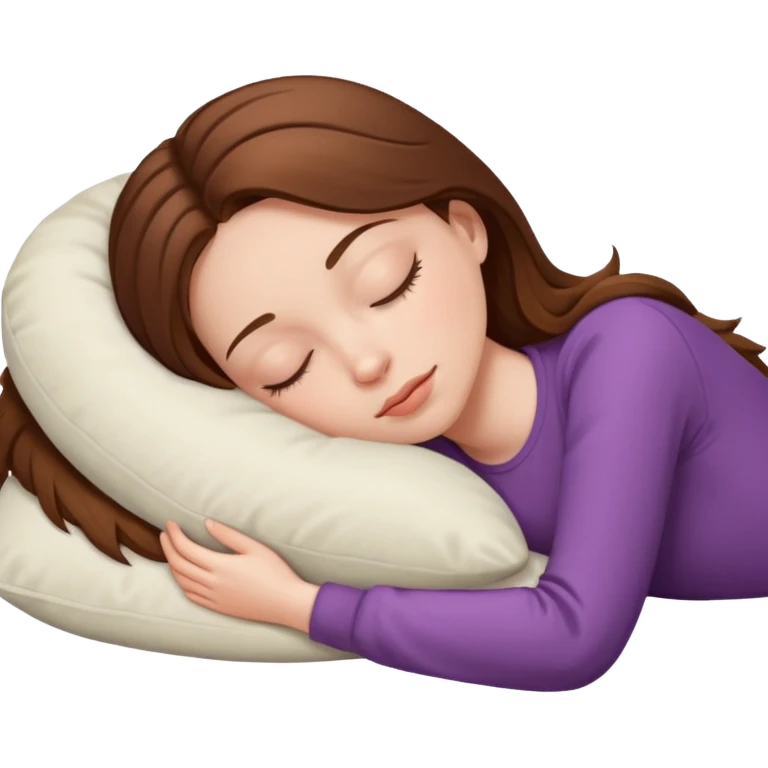 White girl with brown hair sleeping on comfy pillow  emoji