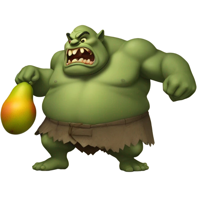 A giant ogre eating a mango emoji