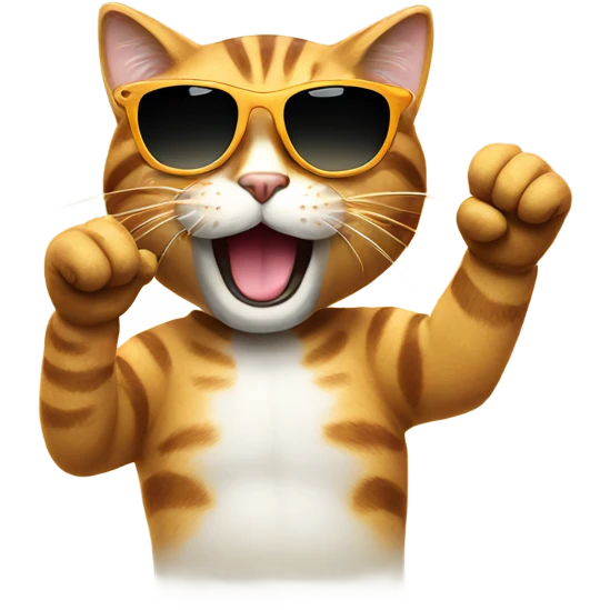 cool cat with sunglasses cheering emoji