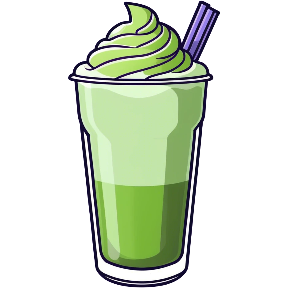 Iced matcha latte with lavender cold foam on top emoji