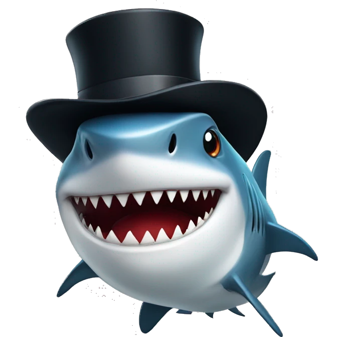 Shark with a top hat emoji