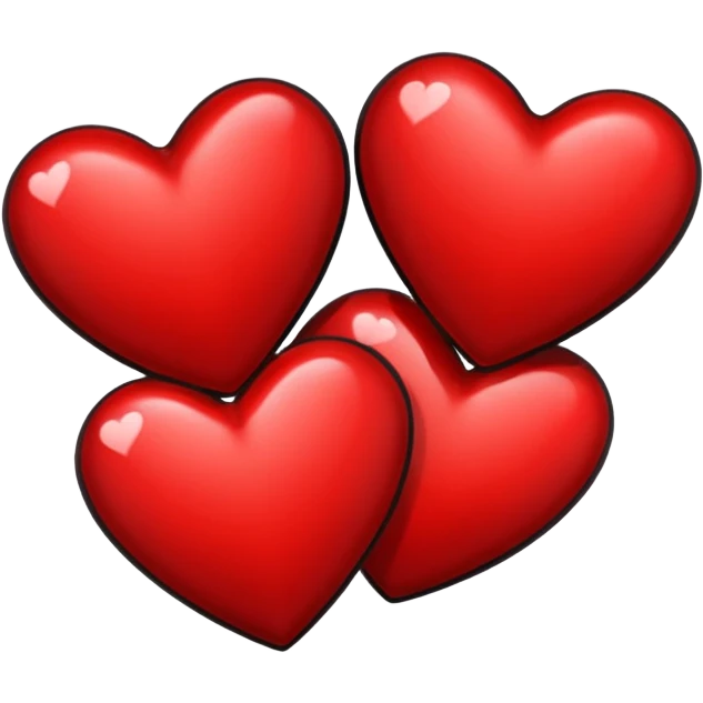 Tres corazones juntos negro rojo y negro emoji