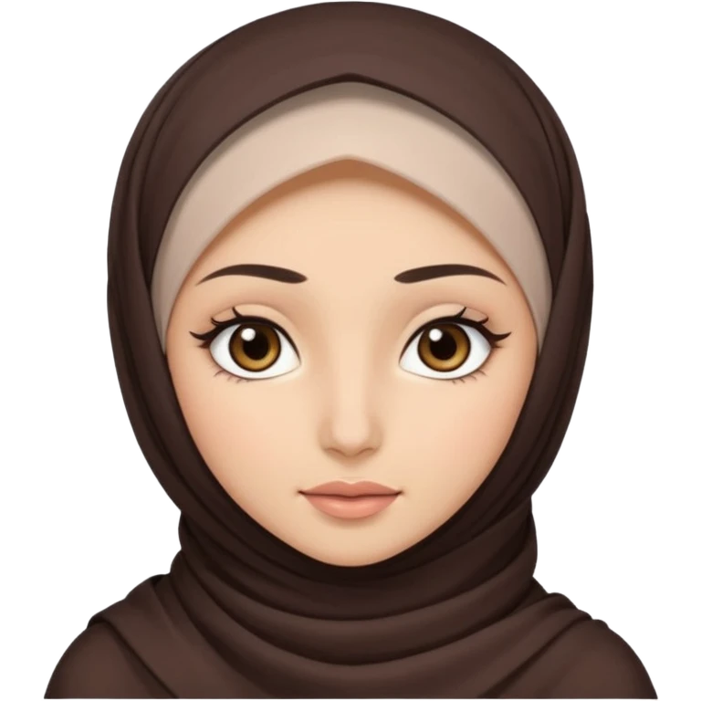 hijab with appear of some hair dark brown eyes and long lashes with and light  skin emoji