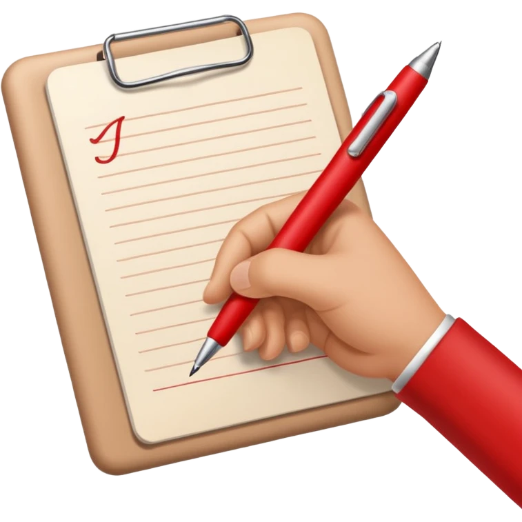 this emoji ✍🏻 with a red pen emoji