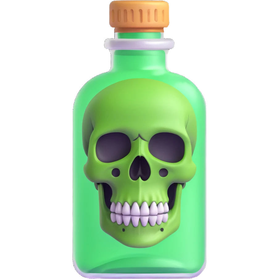 bubbling green poison vial with skull label emoji