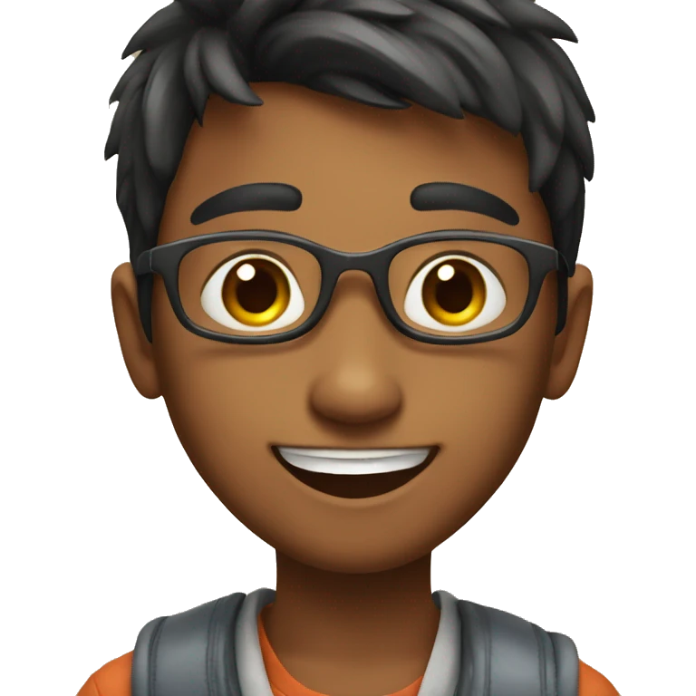 smart and indian boy taking selfiee with a smilig face emoji