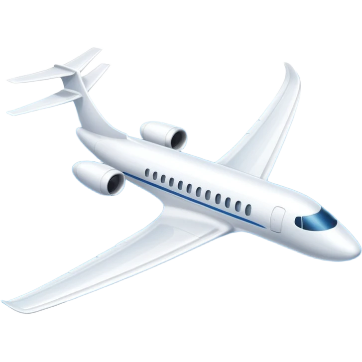 A sleek commercial airplane with long wings and shining white fuselage gliding smoothly through the sky. emoji