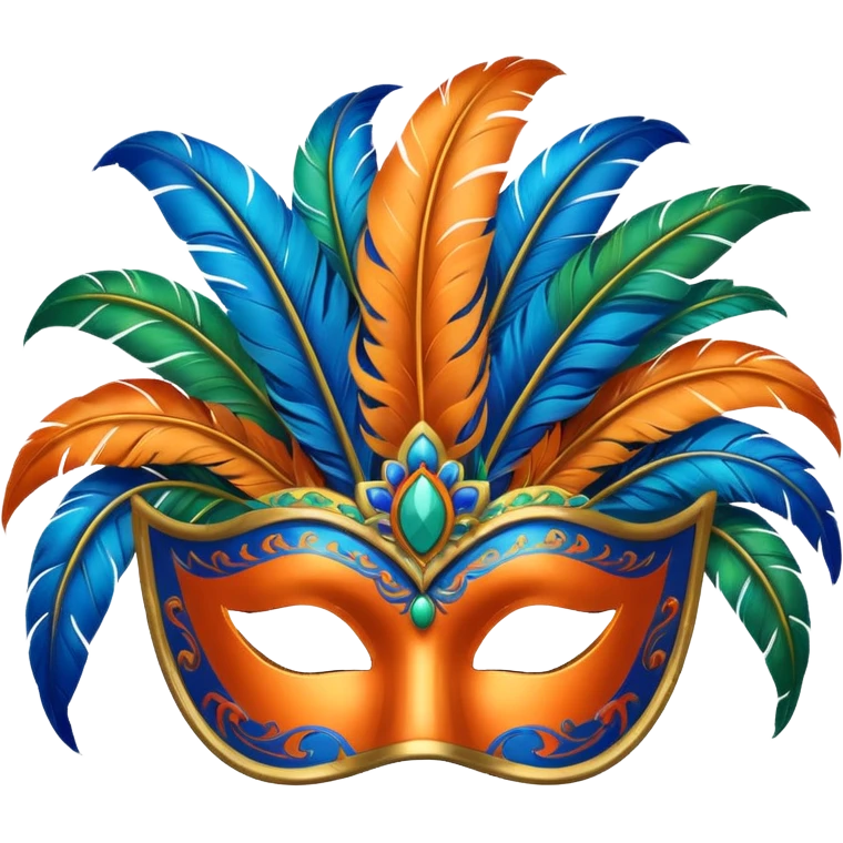 📦+ carnival mask in orange, blue and green , trying to make a carnival pack emoji