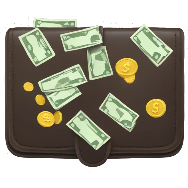 open wallet, cash, cards, coins emoji